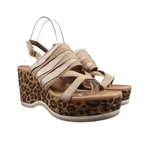 Donald Pliner Shoes Womens 7.5 Wedge Sandals Slingback Fashion Leopard Leather